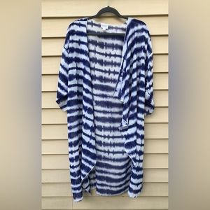 Lularoe Shirley Overlay- size L , Large ( fits 18-22) - blue and white tie dye